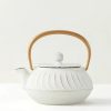 Miya Company Cast Iron Teapot White Wave Gold Handle | Teapots - Cast Iron