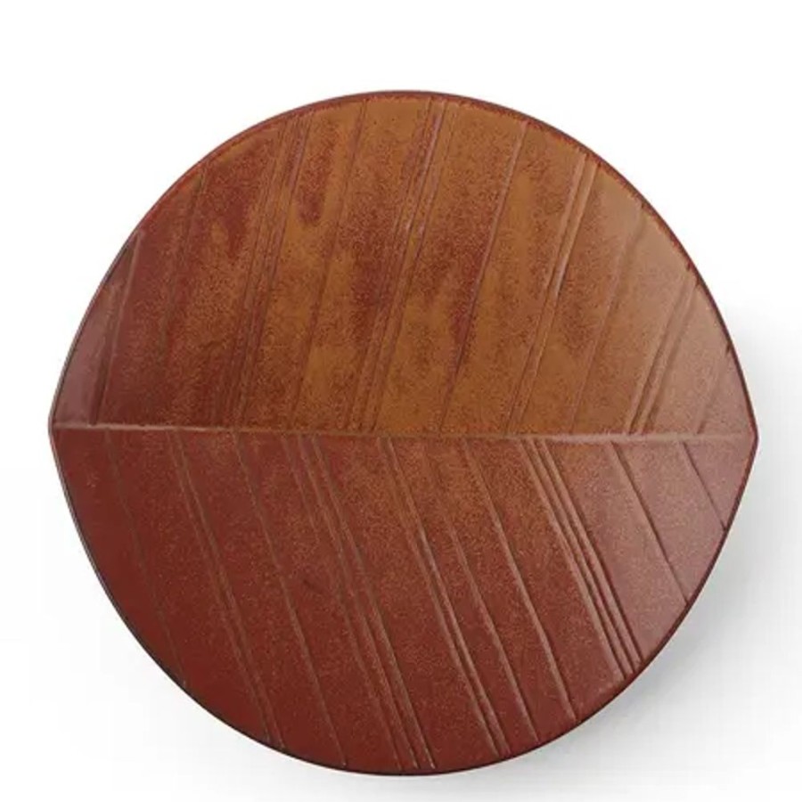 Miya Company Hazara Leaf Plate Brown 11.75" | Serving Bowls & Plates