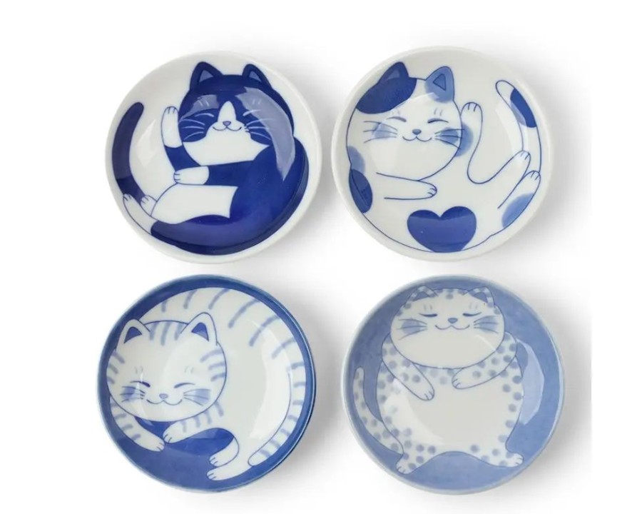 Miya Company Blue & White Cat 3.75" Plate Set Gift Box | Other