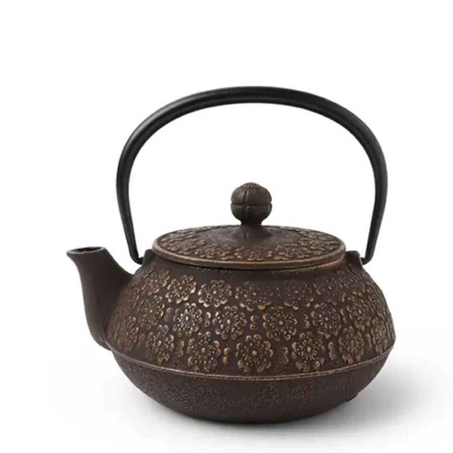 Miya Company Cast Iron Teapot Gold/Brown Sakura | Teapots - Cast Iron