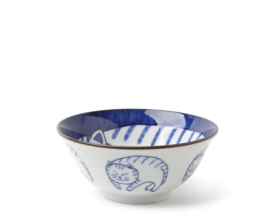 Miya Company Blue & White Cat 5-3/4" Bowl | Bowls