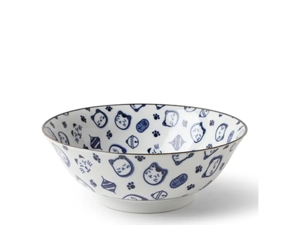 Miya Company Maneki Neko Blue 7.75" Bowl | Bowls