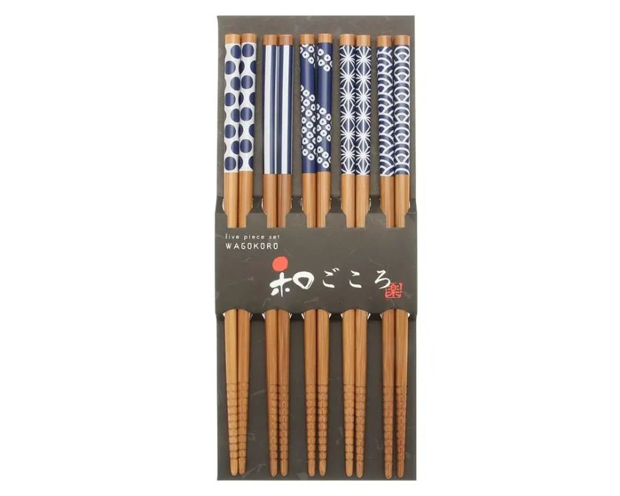 Miya Company Chopsticks Set Bamboo Waka Blue/White | Chopsticks