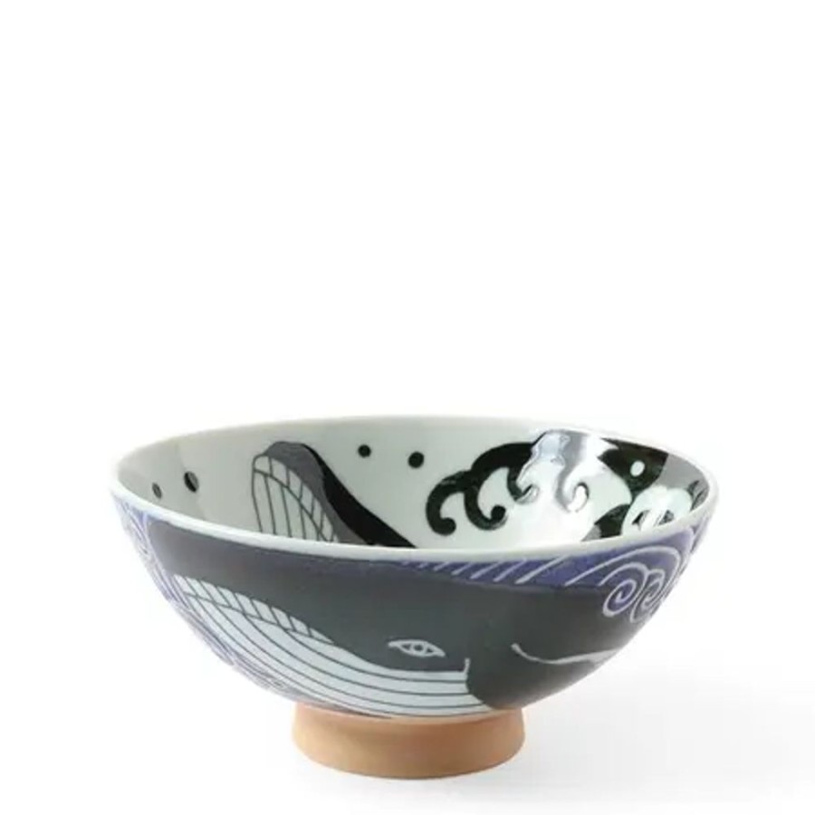 Miya Company Rice Bowl Blue Whale Waves (Xl) 5-3/4" | Bowls