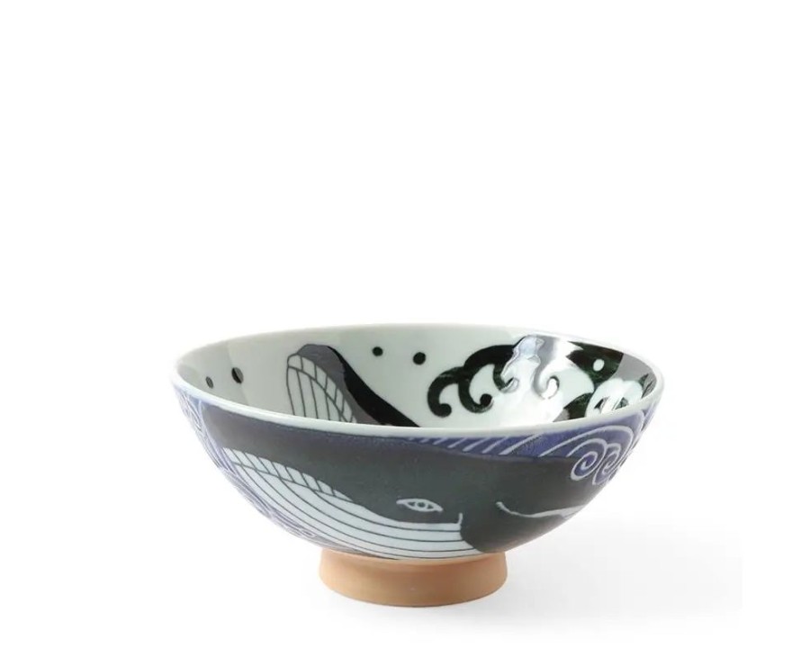 Miya Company Rice Bowl Blue Whale Waves (Xl) 5-3/4" | Bowls