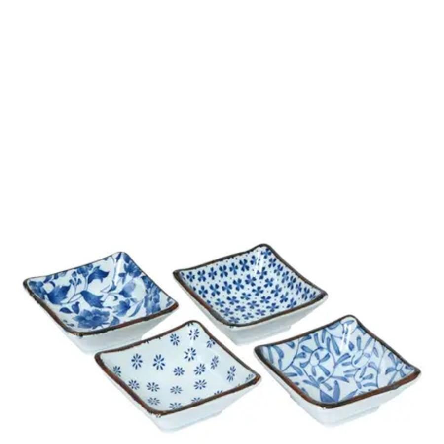 Miya Company Blue & White 3.25" Sq. Sauce Dish Set | Sauce Dishes