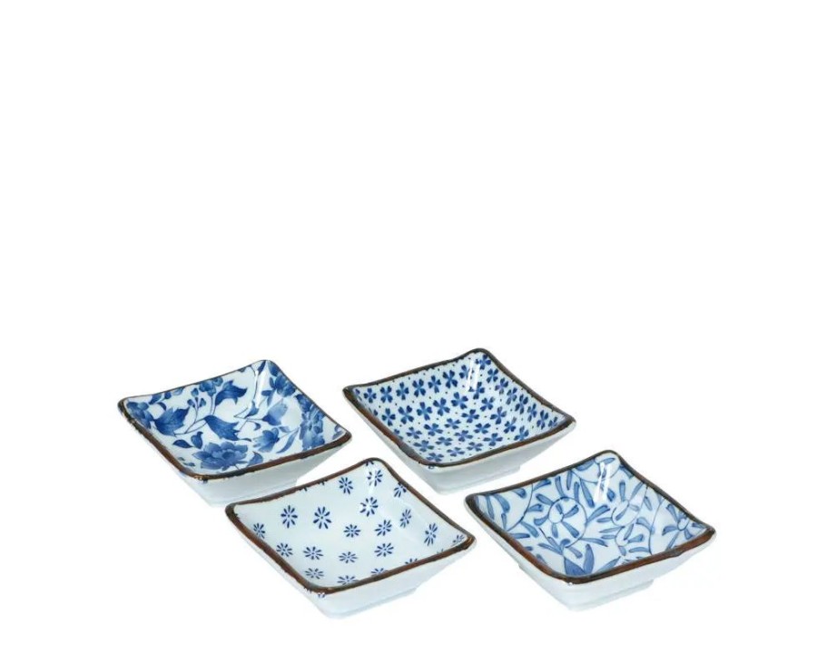 Miya Company Blue & White 3.25" Sq. Sauce Dish Set | Sauce Dishes