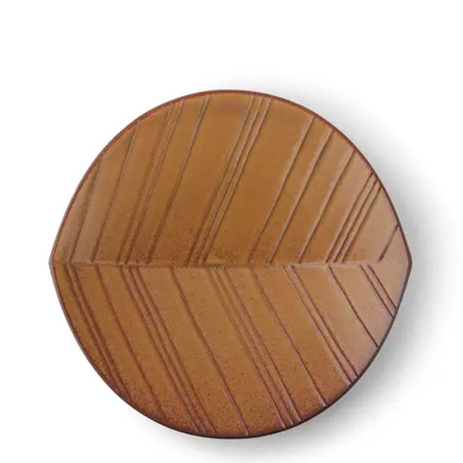 Miya Company Hazara Leaf Plate Brown 8.75" | Medium Plates