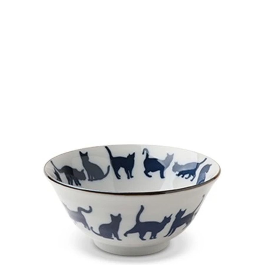 Miya Company Blue & White Cat Parade 5.75" Bowl | Bowls