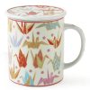 Miya Company Origami Cranes 8 Oz. Lidded Mug - Pink | Other