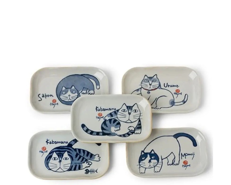 Miya Company Kabamaru Rectangle Plate Set/5 | Cats