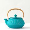 Miya Company Cast Iron Teapot Teal Wave Gold Handle | Teapots - Cast Iron