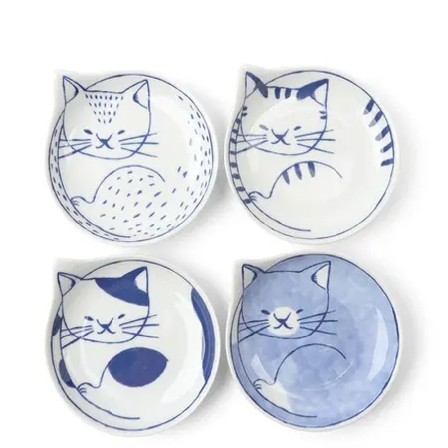 Miya Company Nekotori Cat Plate 4.25" Set/4 | Plates