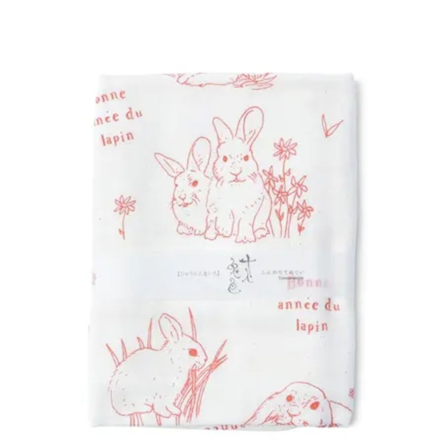 Miya Company Towel Red Rabbits | Rabbits