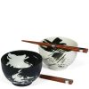 Miya Company Black & White Brush Stroke 5" Bowl For Two Set | Bowl Sets