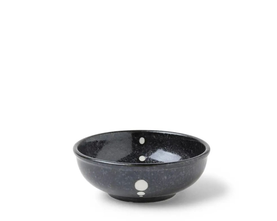 Miya Company Satin Black White Dots Sauce Bowl | Sauce Dishes