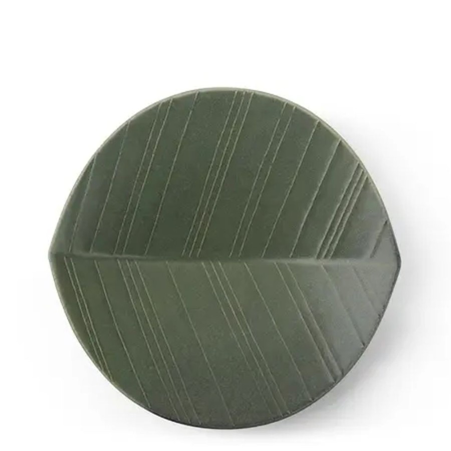 Miya Company Hazara Leaf Plate Green 8.75" | Medium Plates