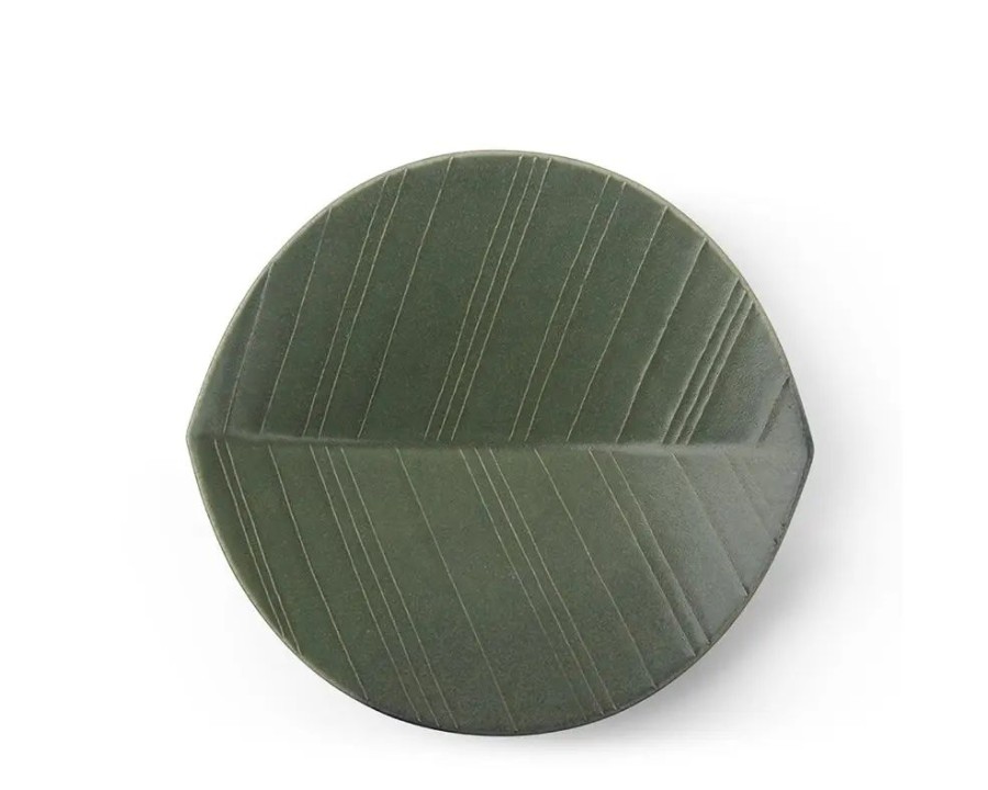 Miya Company Hazara Leaf Plate Green 8.75" | Medium Plates