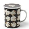 Miya Company Sleepy Cat 8 Oz. Lidded Mug - Black | Cups/Mugs