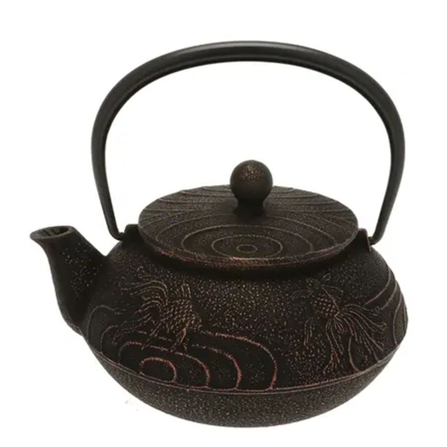 Miya Company Teapot Cast Iron Copper Black Goldfish | Teapots - Cast Iron