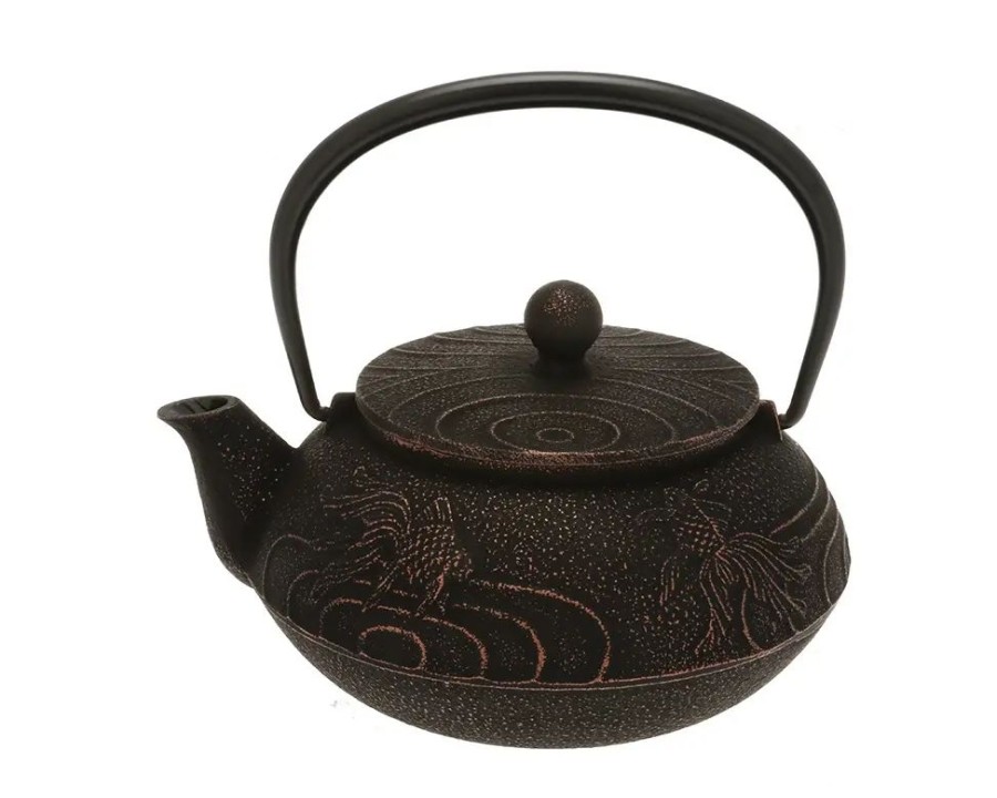 Miya Company Teapot Cast Iron Copper Black Goldfish | Teapots - Cast Iron