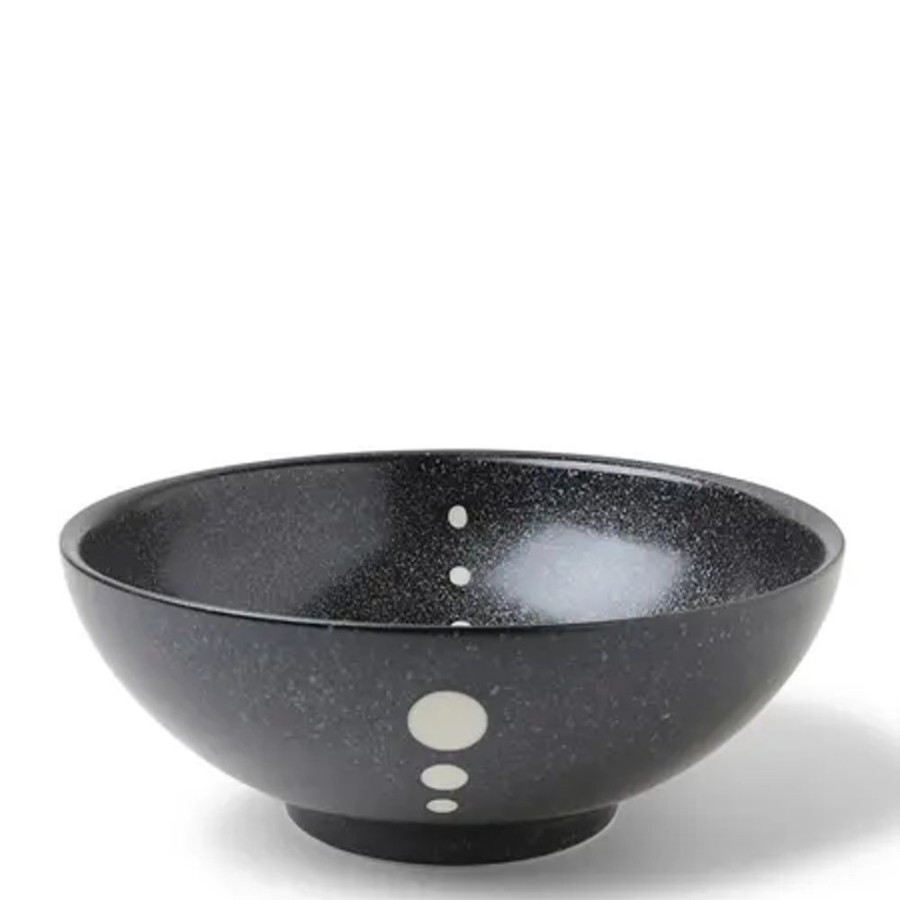 Miya Company Satin Black White Dots 8-3/8" Bowl | Large Bowls