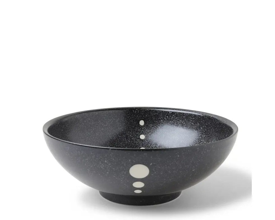 Miya Company Satin Black White Dots 8-3/8" Bowl | Large Bowls