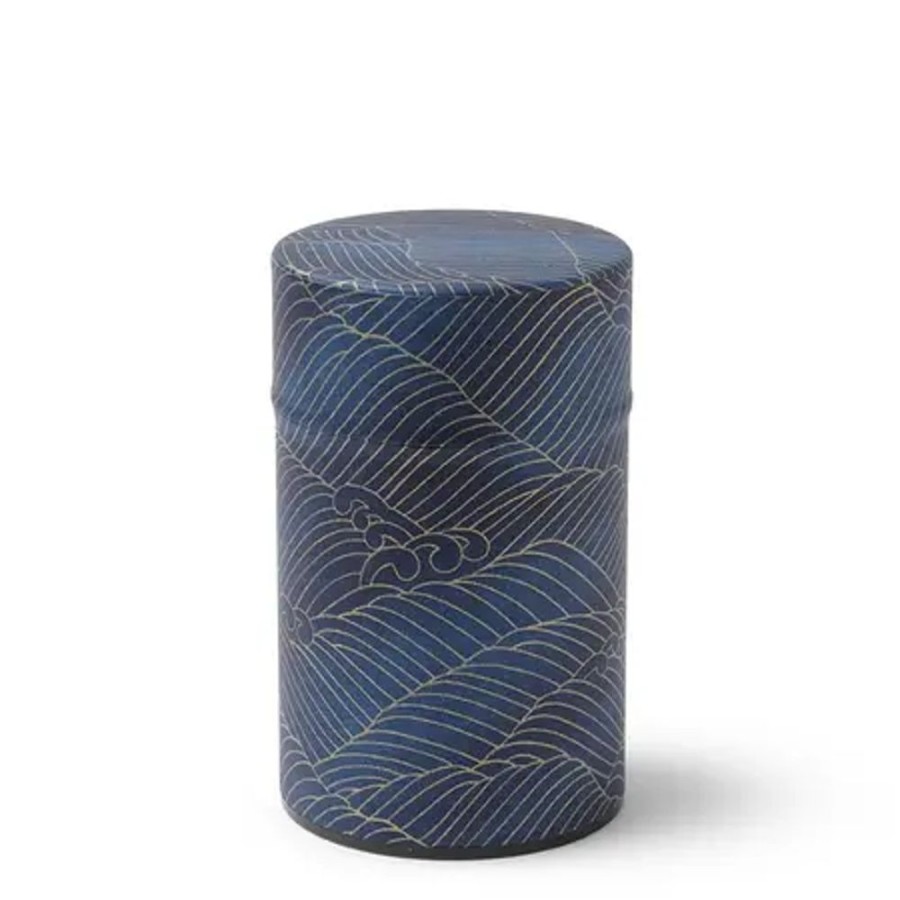 Miya Company Tea Canister Indigo Gold Waves | Teaware Accessories