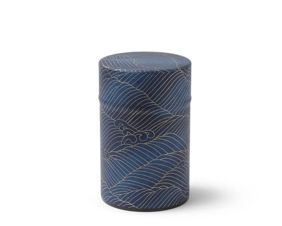 Miya Company Tea Canister Indigo Gold Waves | Teaware Accessories