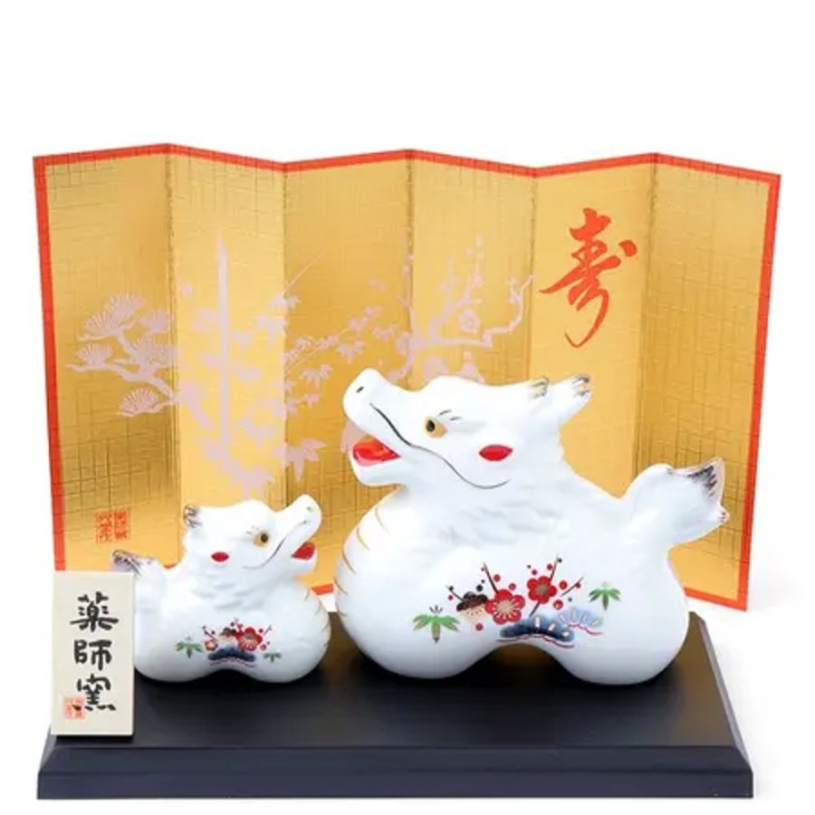 Miya Company Figurine Dragon White Pair With Screen | Zodiac