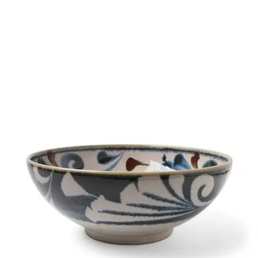 Miya Company Rustic Blue Vines 8.5" Shallow Bowl | Shallow Bowls