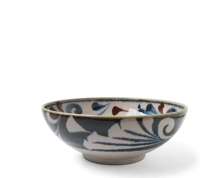 Miya Company Rustic Blue Vines 8.5" Shallow Bowl | Shallow Bowls