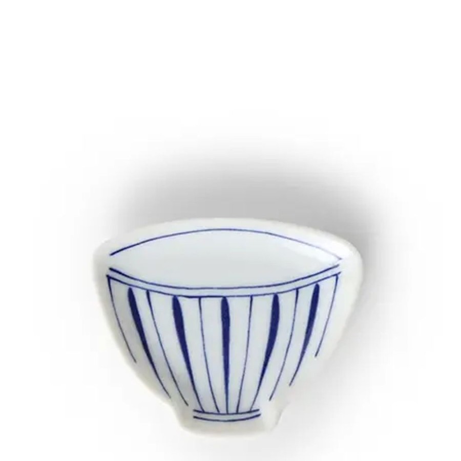 Miya Company Mini Plate 3.75" Blue & White Teacup Stripe | Sauce Dishes