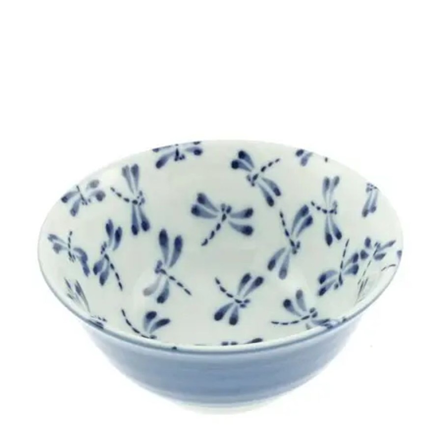 Miya Company Bowl Blue & White Dragonfly 6" | Medium Bowls