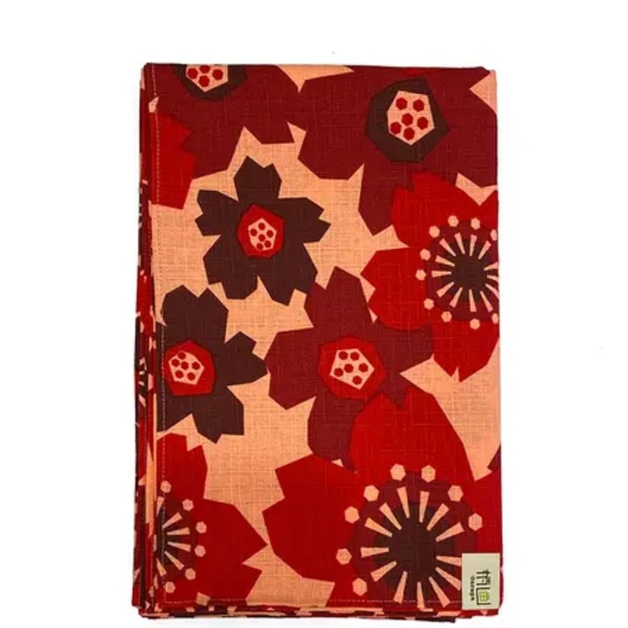 Miya Company Furoshiki Pattern Flowers Red 42" Sq. | Furoshiki & Tenugui