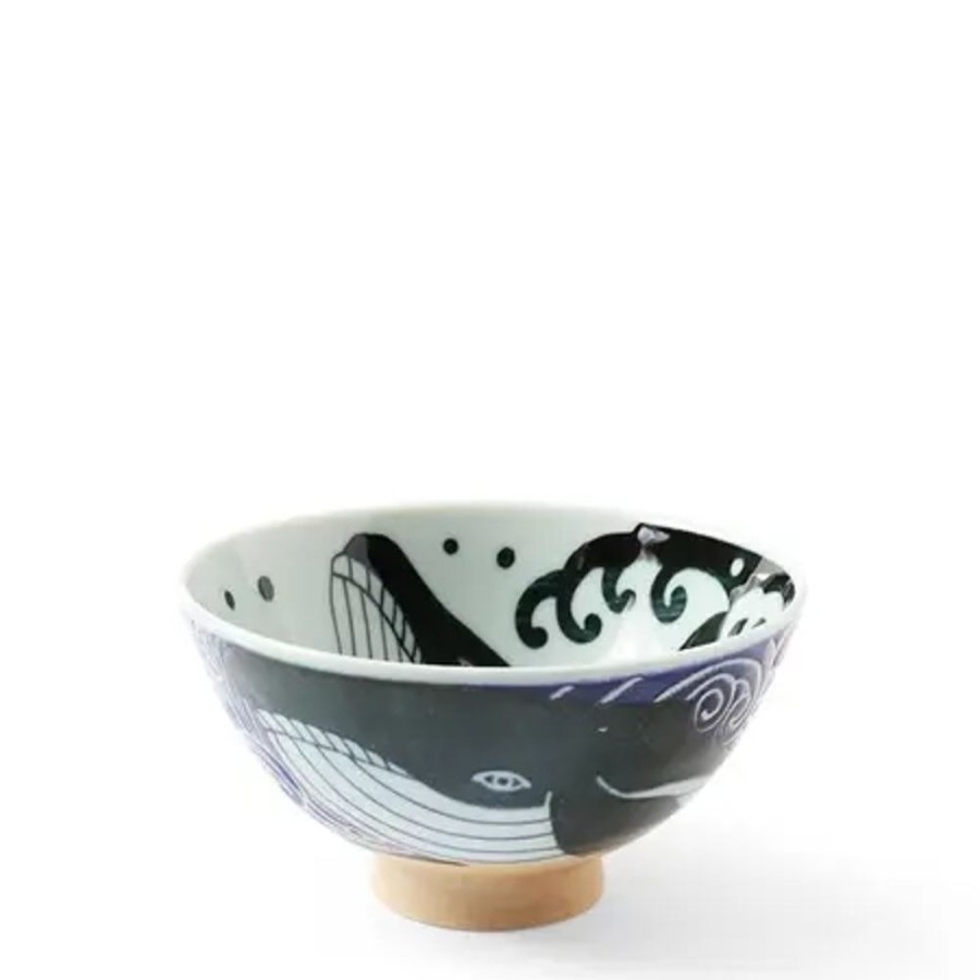 Miya Company Rice Bowl Blue Whale Waves 5" | Bowls