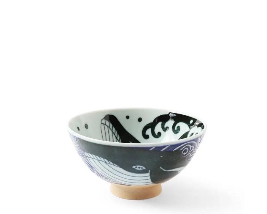 Miya Company Rice Bowl Blue Whale Waves 5" | Bowls