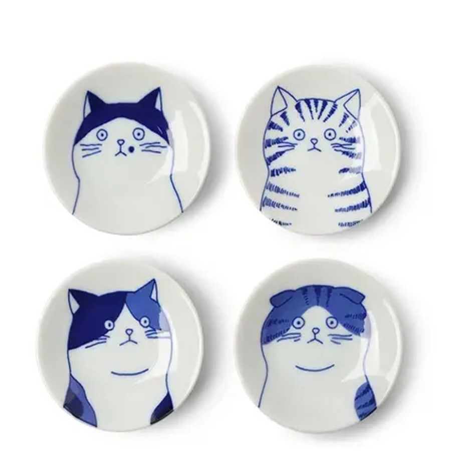 Miya Company Cat Face Small Plate 3" Set/4 | Plates