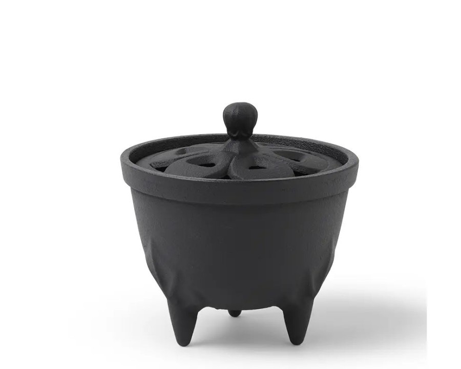 Miya Company Incense Holder Cast Iron Black Flower Petal | Incense