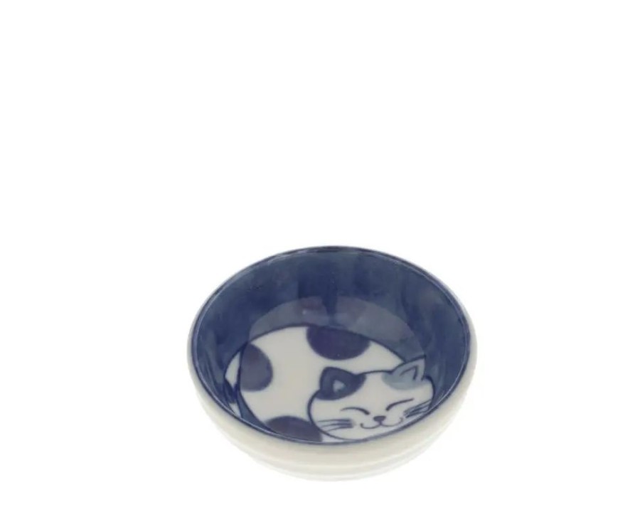 Miya Company Sauce Dish Cat Nap Blue/White | Cats