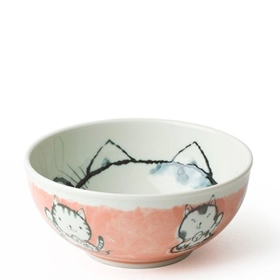 Miya Company Fortune Cat 6.25" Bowl Pink | Bowls