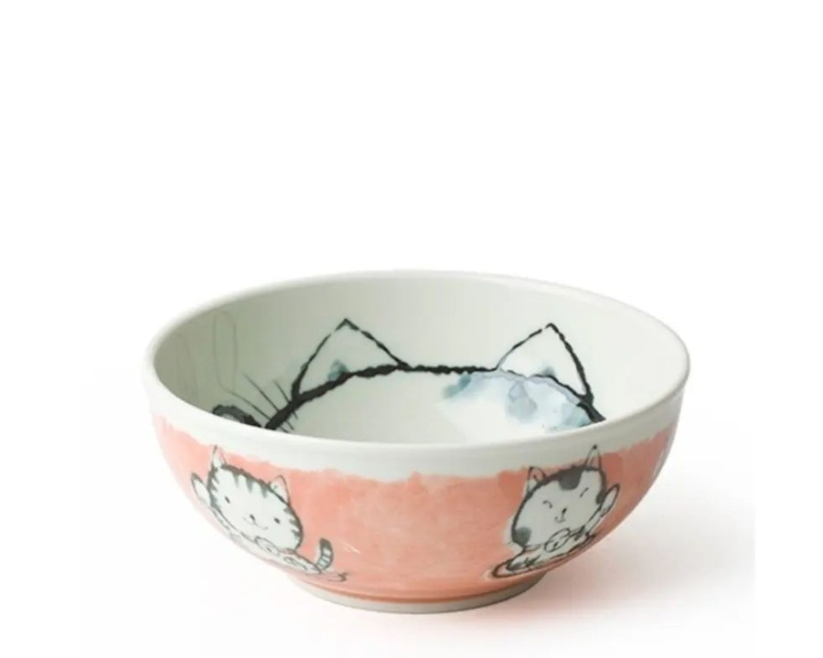 Miya Company Fortune Cat 6.25" Bowl Pink | Bowls