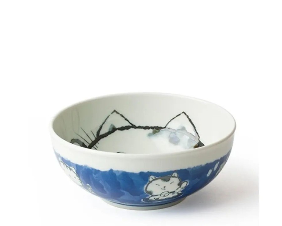 Miya Company Fortune Cat 6.25" Bowl Blue | Bowls