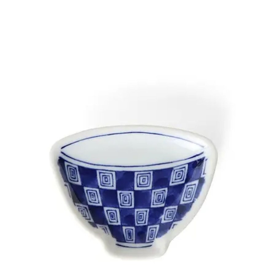 Miya Company Mini Plate 3.75" Blue & White Teacup Check | Sauce Dishes