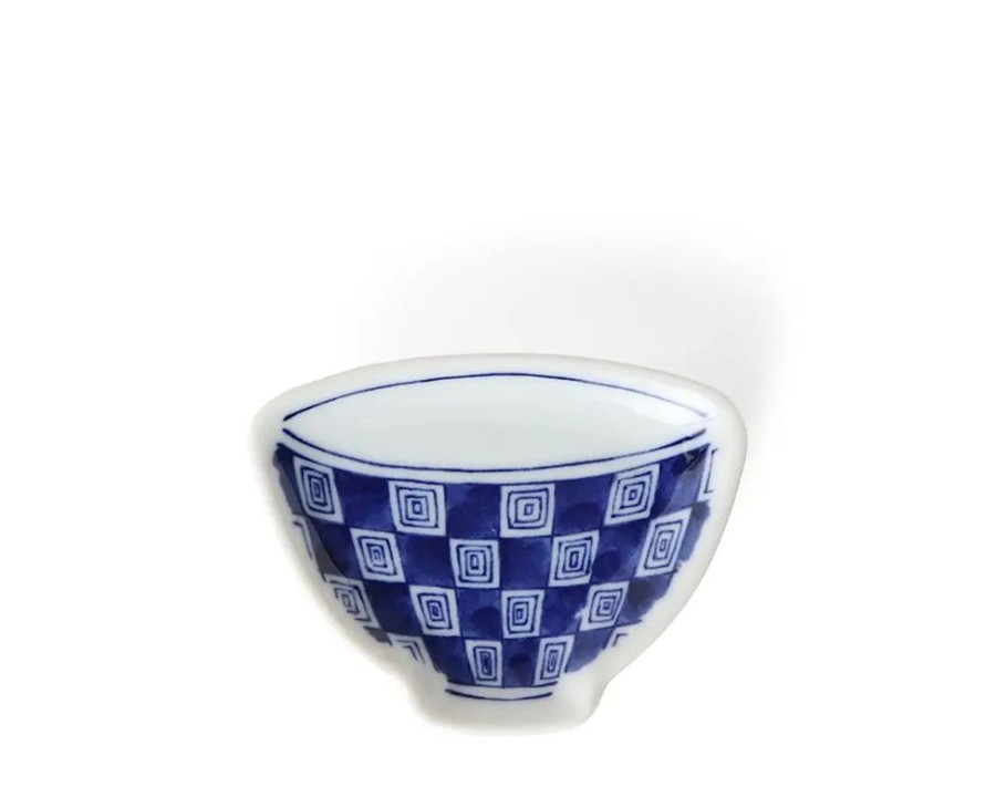 Miya Company Mini Plate 3.75" Blue & White Teacup Check | Sauce Dishes