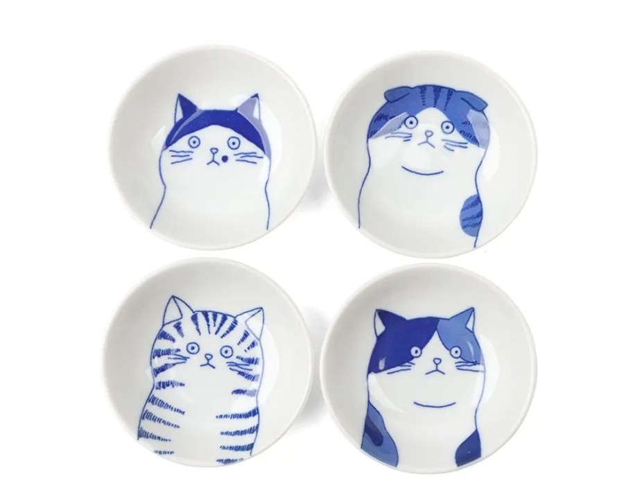 Miya Company Cat Face Small Dish 3.5" Set/4 | Cats