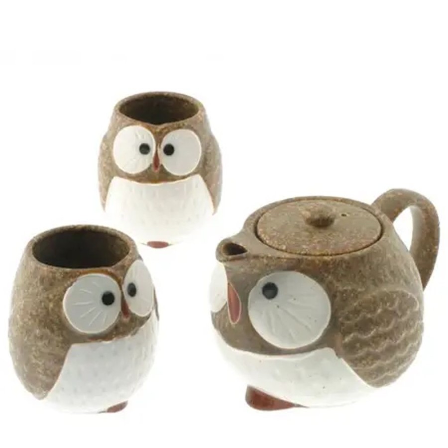 Miya Company Tea Set Owl Brown | Teaware