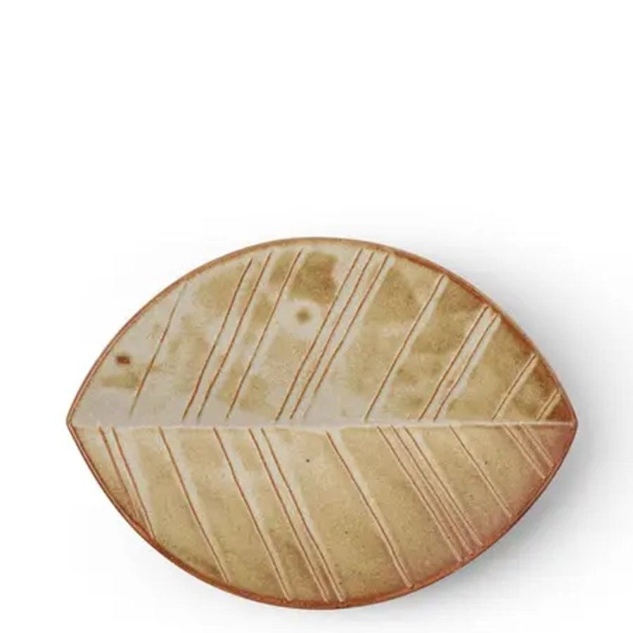 Miya Company Hazara Leaf Plate White 6" X 4.25" | Medium Plates