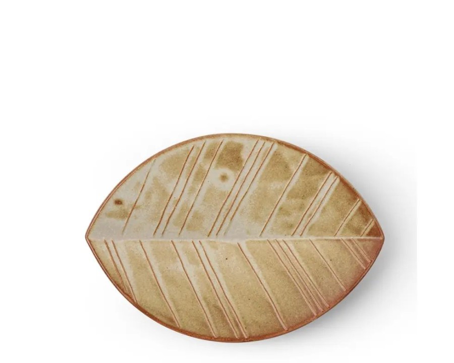 Miya Company Hazara Leaf Plate White 6" X 4.25" | Medium Plates