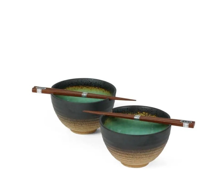 Miya Company Kosui Green 5.5" Bowl For Two Set | Bowl Sets